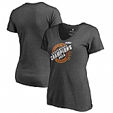 Women Cleveland Cavaliers Fanatics Branded 2018 Eastern Conference Champions Keyhole Slogan V-Neck T-Shirt - Heather Charcoal,baseball caps,new era cap wholesale,wholesale hats